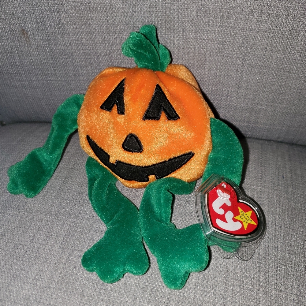 Pumpkin Beanie Baby, Vintage, 1998, with covered hang tag